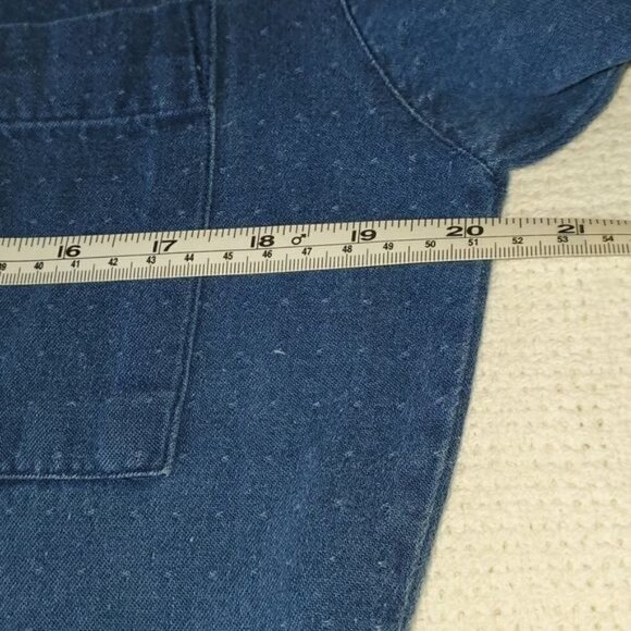 Eddie Bauer Blue Jean Dotted Pocketed‎ Button Down LS Sz M Dress - Picture 11 of 13